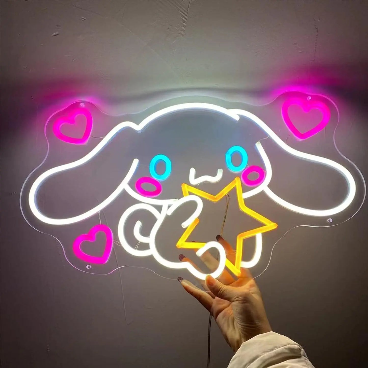 Kawaii Cinna Holding Star LED Neon Wall Light