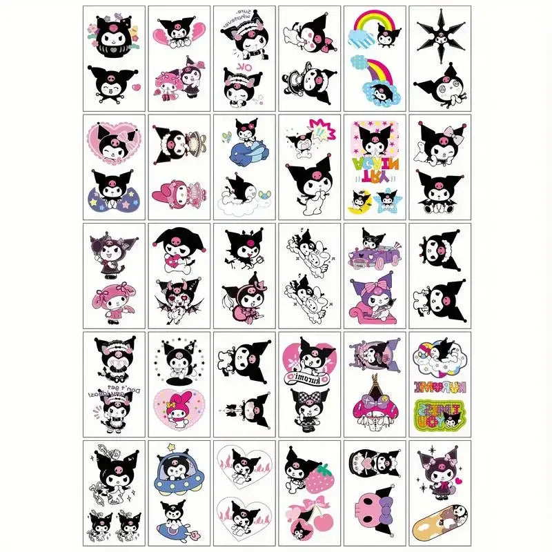 Kawaii Character Temporary Waterproof Tattoo Stickers (30 Pcs)