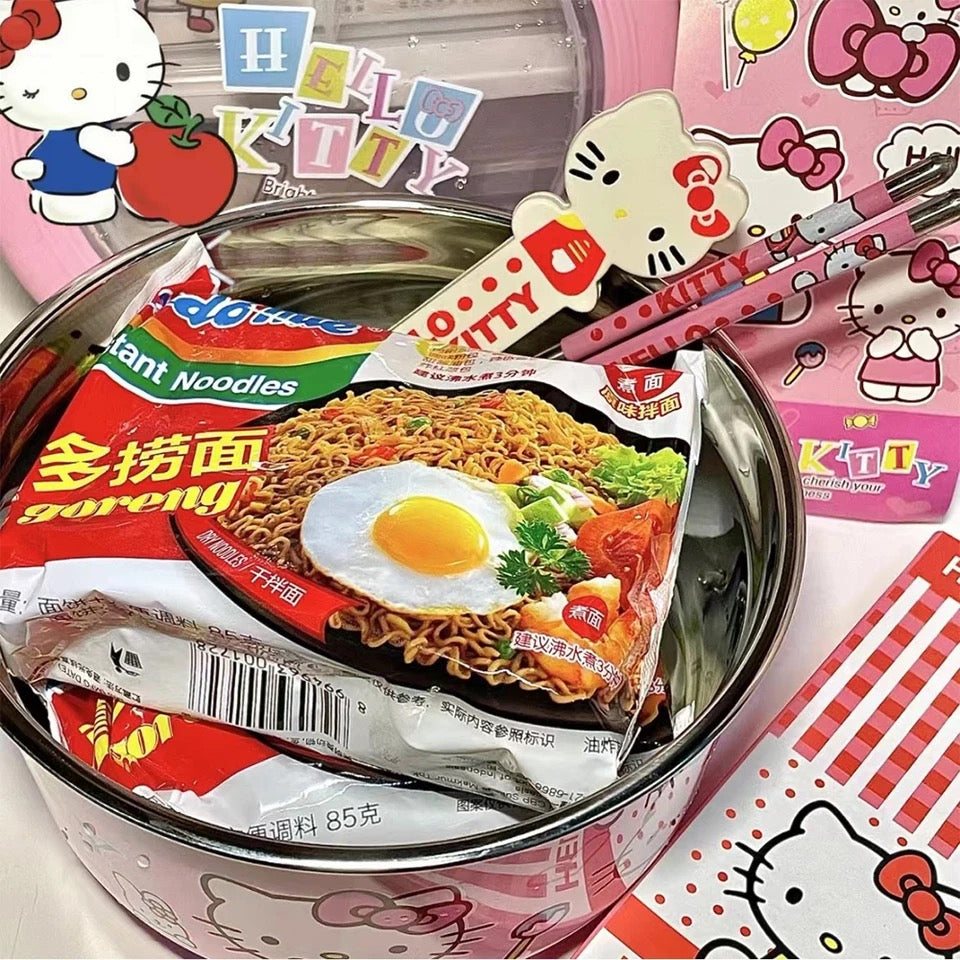 Kitty Kawaii Stainless Steel Noodle Ramen Bowl - Bouquet Blossoms Shop