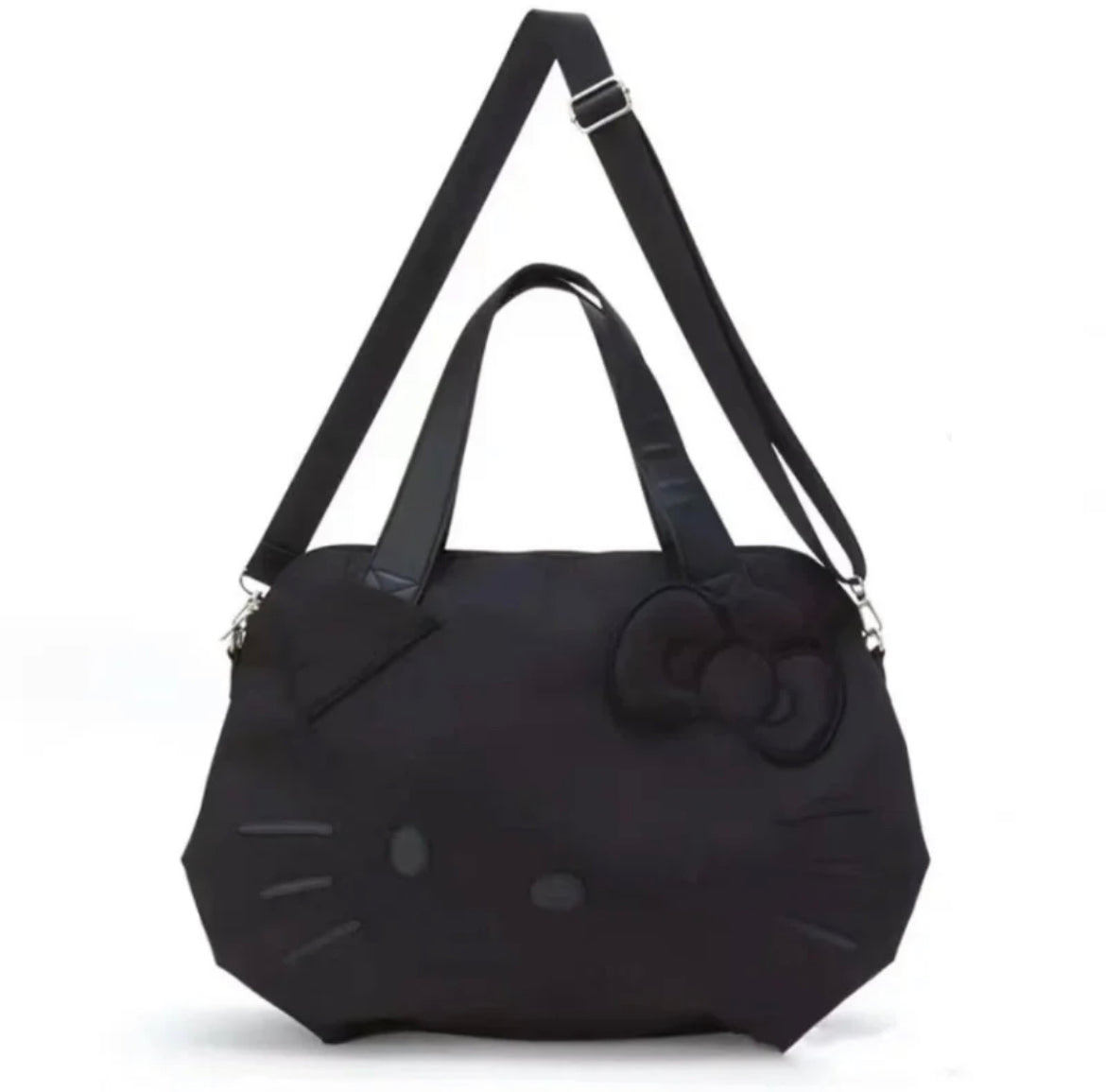 Kitty Kawaii Black Duffle Travel Gym Bag - Bouquet Blossoms Shop