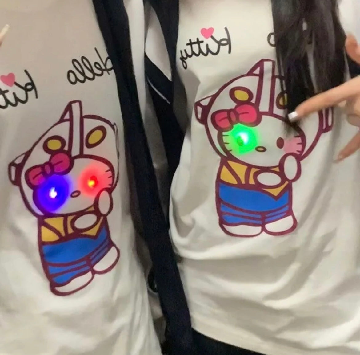 Kawaii Kitty Unisex Light Up Shirt Top (2 Styles) - Bouquet Blossoms Shop