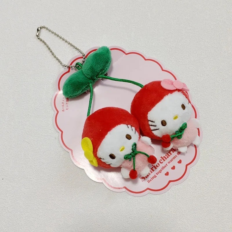 Kawaii Characters Double Cherry Plushie Keychain - Bouquet Blossoms Shop