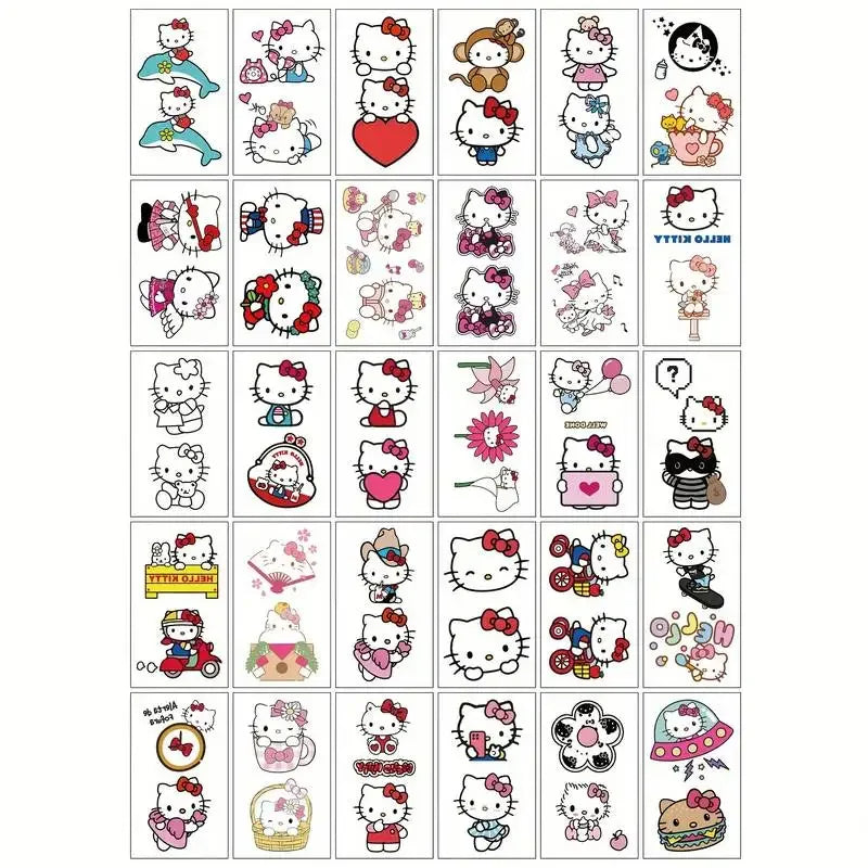 Kawaii Character Temporary Waterproof Tattoo Stickers (30 Pcs)