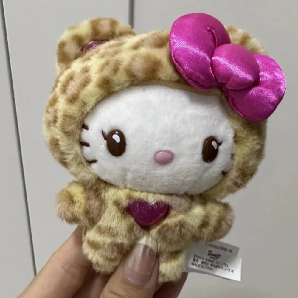 Kitty Kawaii Leopard Print Plush Keychain Pendant