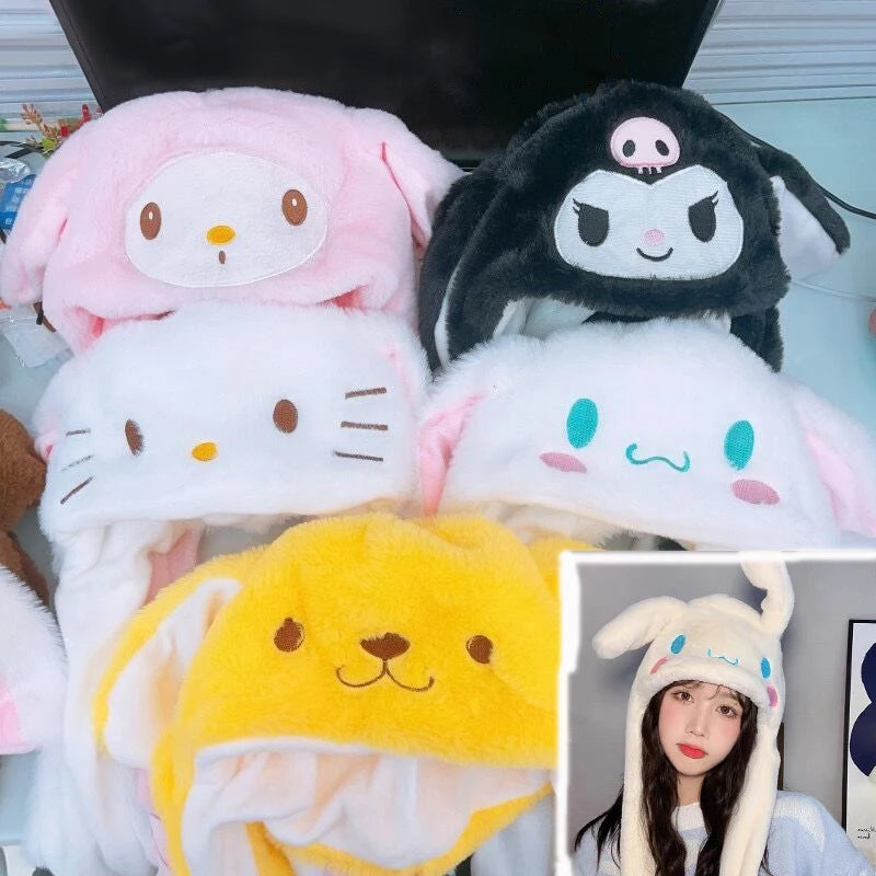 Kawaii Character Plush Winter Ear Moving Hat