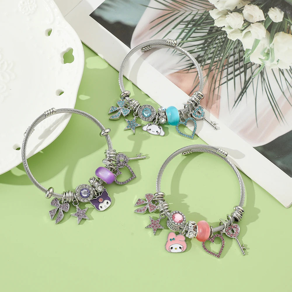 Kawaii Character 925 Sterling Silver Charm Adjustable Bracelet (3 Variants)