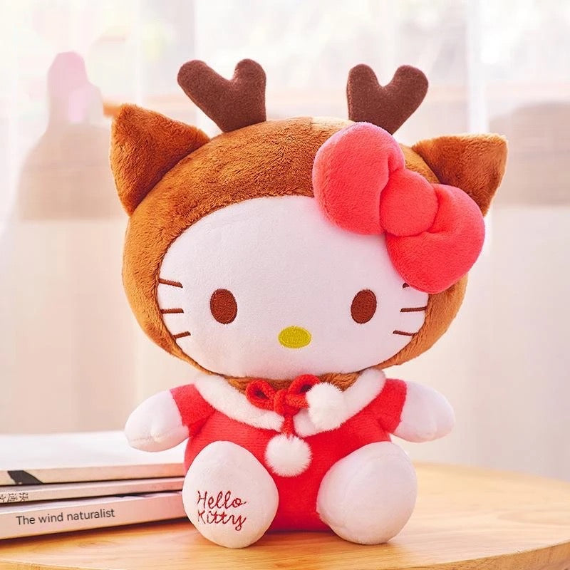 Kitty Kawaii Christmas Santa Reindeer Plushies - Bouquet Blossoms Shop