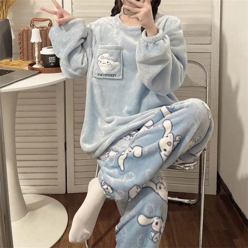 Kawaii Character Cinna Fluffy Pyjamas Pjs Set - Bouquet Blossoms Shop