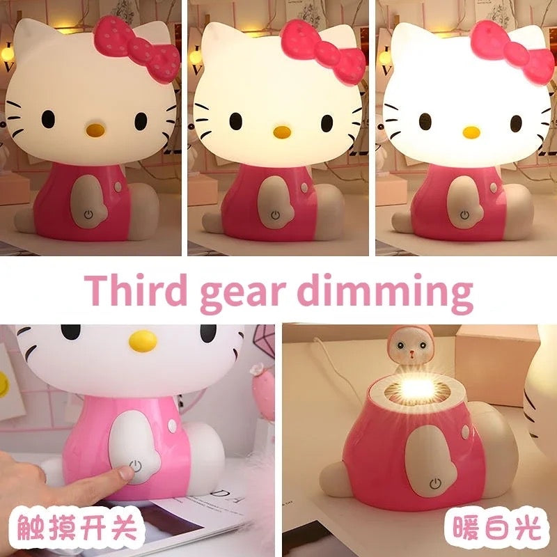 Kitty Kawaii Pink Red Bow LED Night Lamps - Bouquet Blossoms Shop