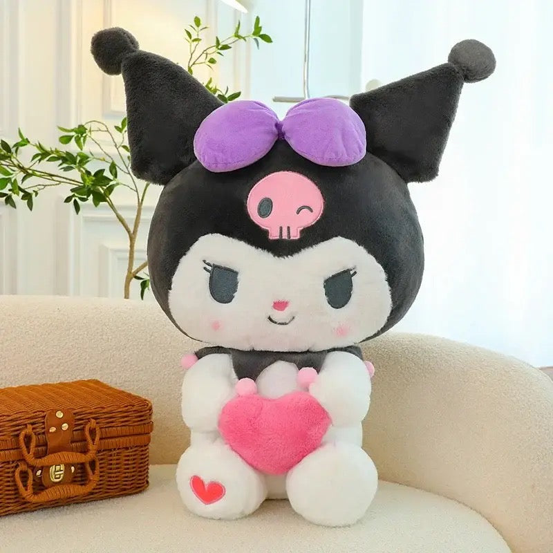 Kawaii Character Small & Jumbo Holding Heart Plushies - Bouquet Blossoms Shop