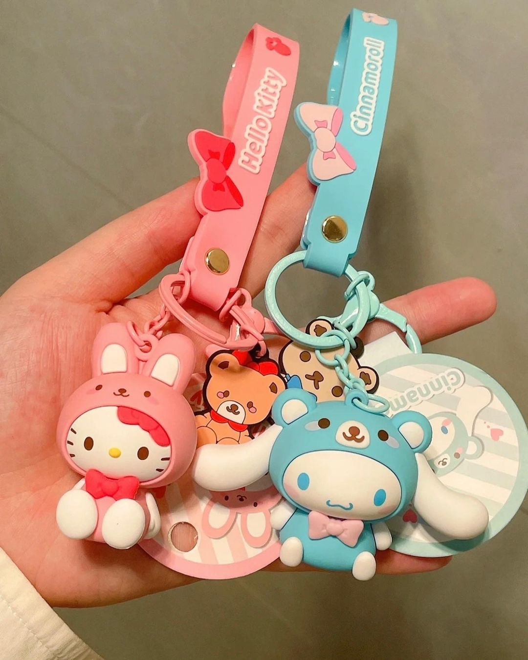 Kawaii Character Silicone Bear Bunny Keychains - Bouquet Blossoms Shop