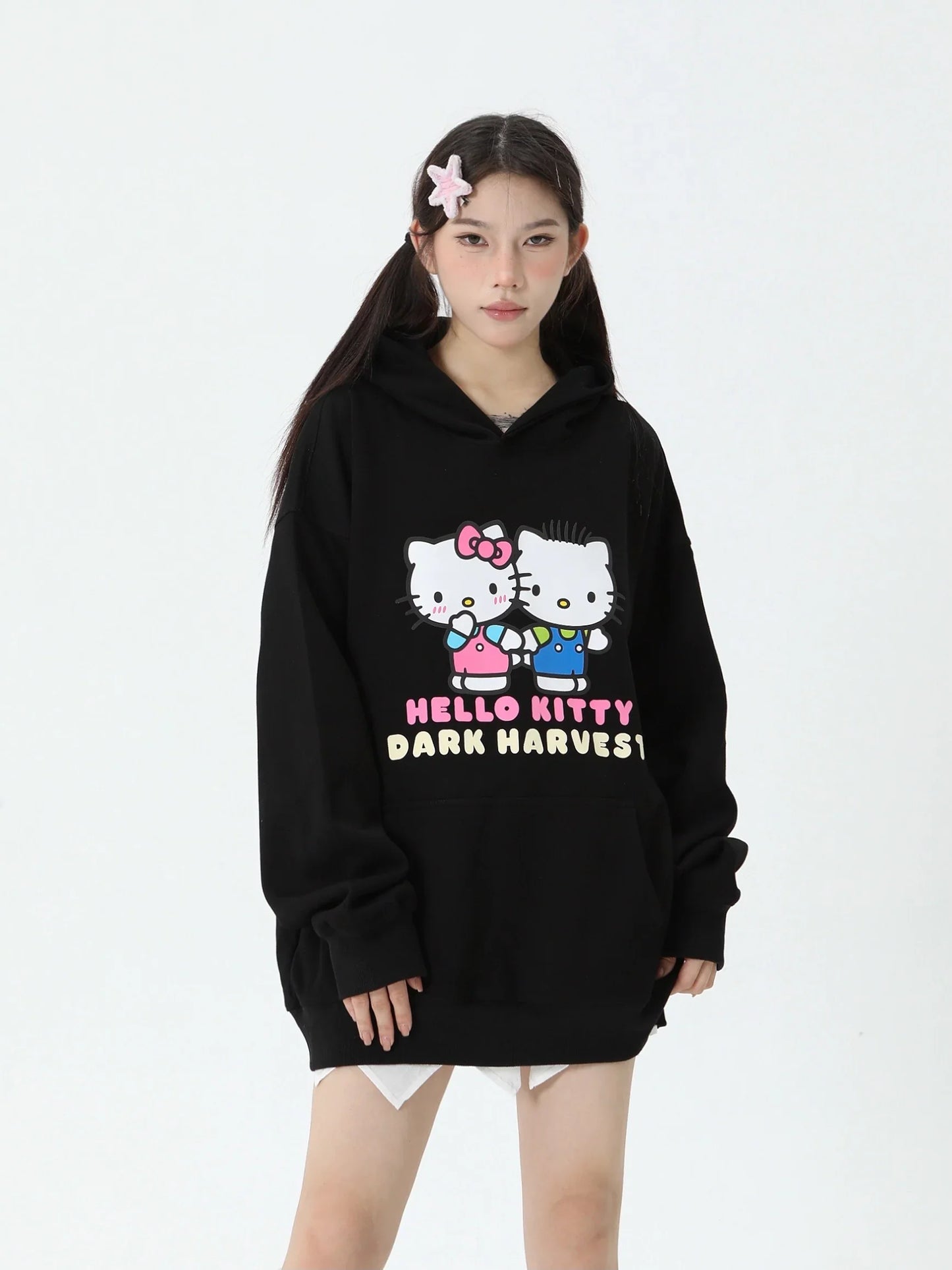 Kawaii Kitty and Daniel Oversized Hoodies (3 Colours) - Bouquet Blossoms Shop