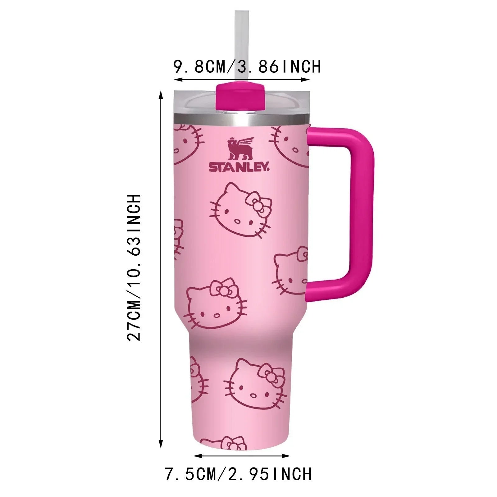 Kawaii Kitty Pink Stanley Cup Flask Pink & Red - Bouquet Blossoms Shop