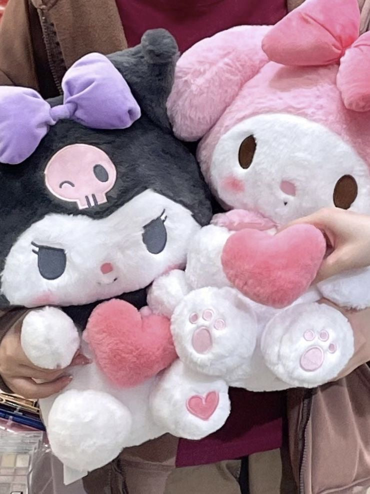 Kawaii Character Small & Jumbo Holding Heart Plushies - Bouquet Blossoms Shop