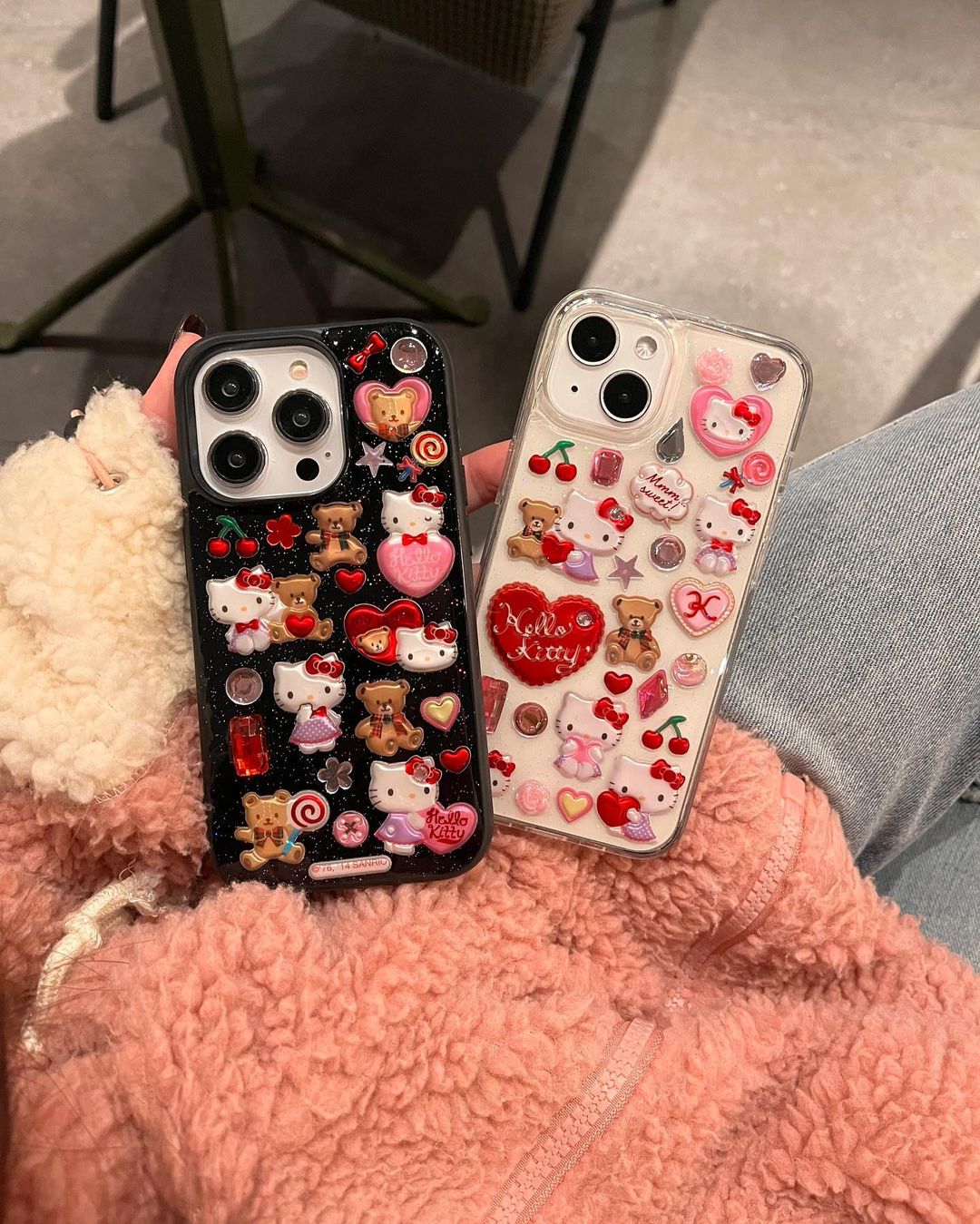 Coques de téléphone transparentes Kitty Kawaii Teddy Multicharm