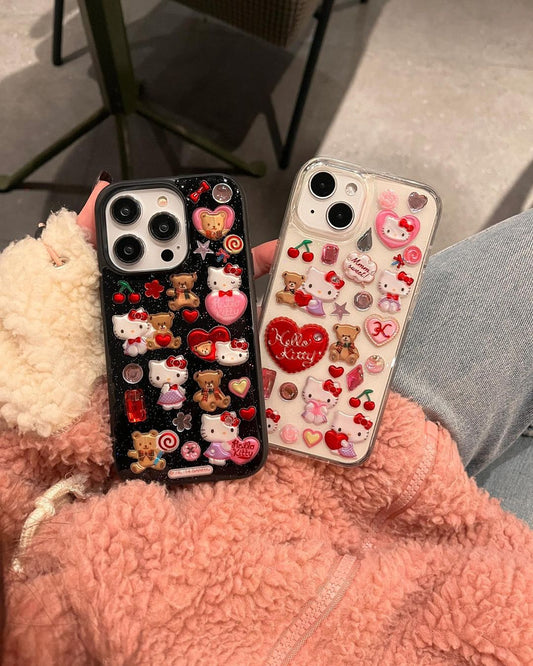 Kitty Kawaii Teddy Multicharm 3D Sticker Phone Cases