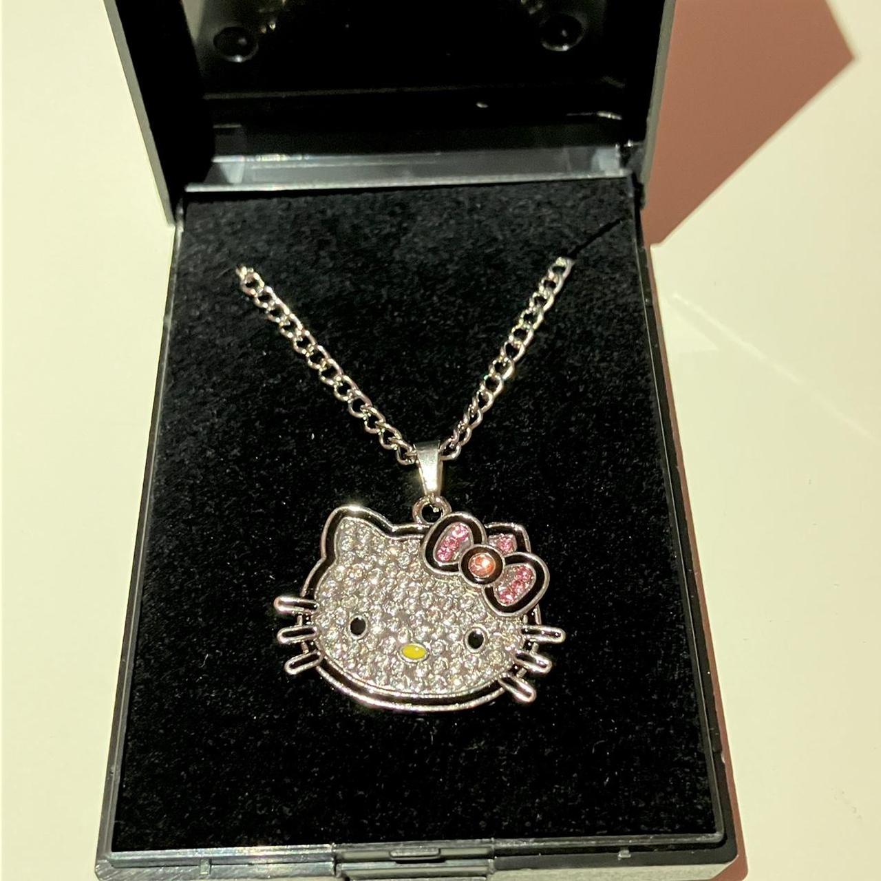 Kitty Kawaii Y2K Pink Bow Diamanté Necklace - Bouquet Blossoms Shop