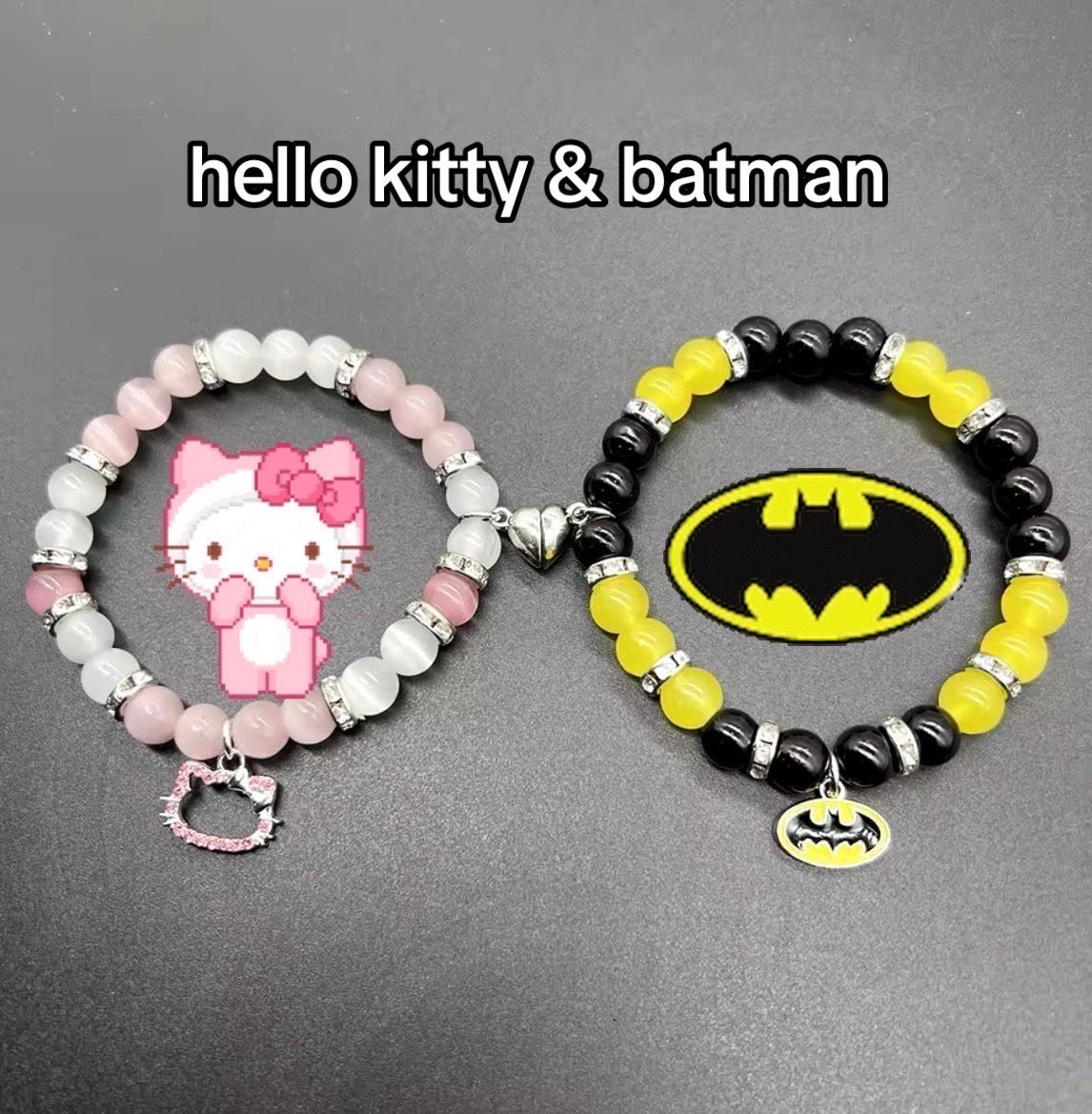 Kitty Kawaii & Bat Hero, Spider Hero, Dear Daniel Matching Adjustable Magnetic Bead Bracelets (8 Styles)