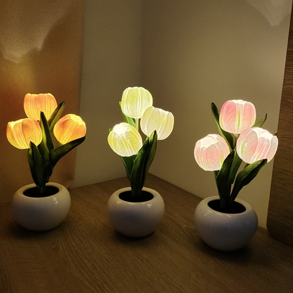 Tulip Colourful LED Pot Night Lamps - Bouquet Blossoms Shop