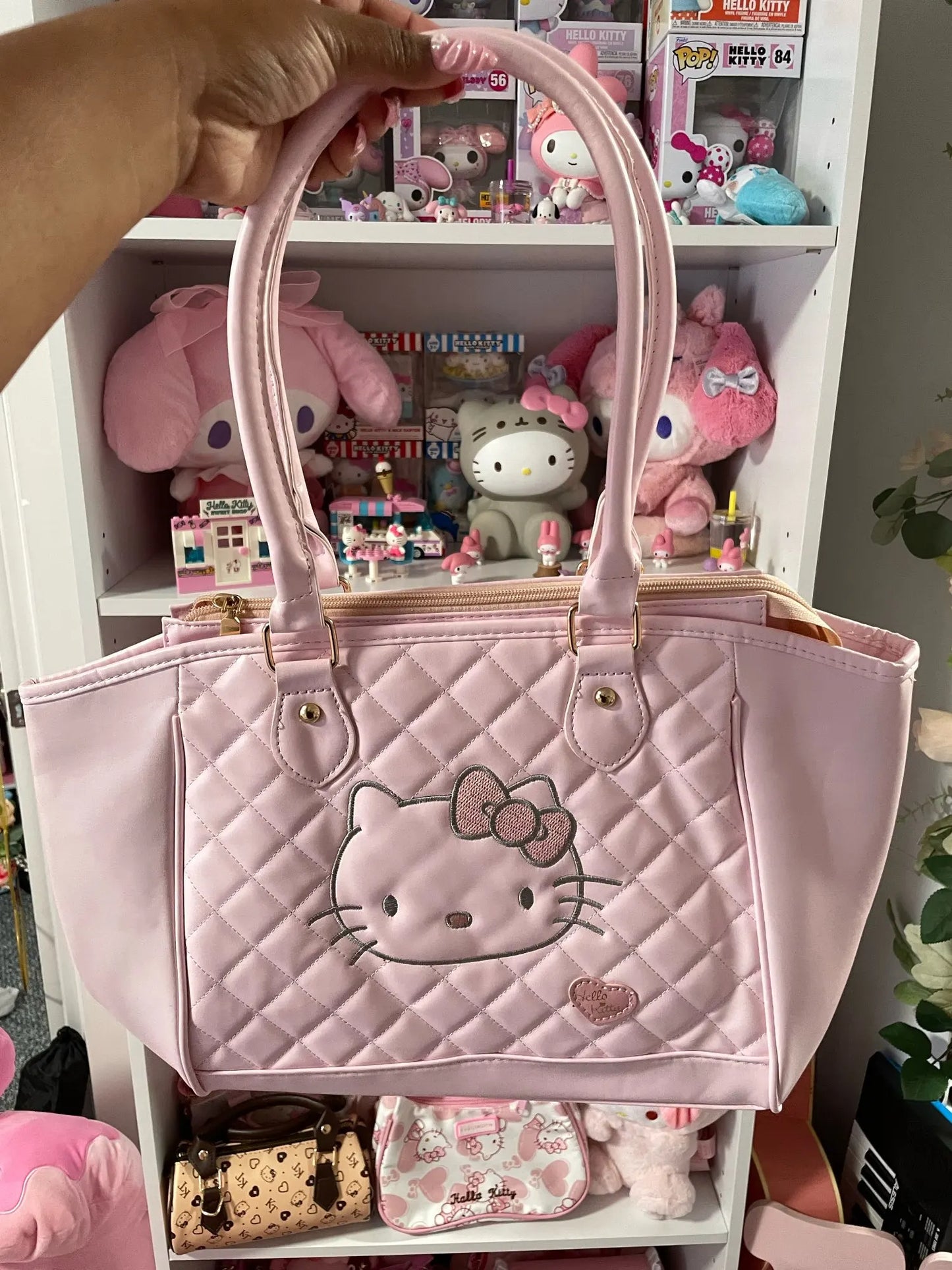 Kitty Kawaii Pink Leather Patterned Shoulder Tote Bag