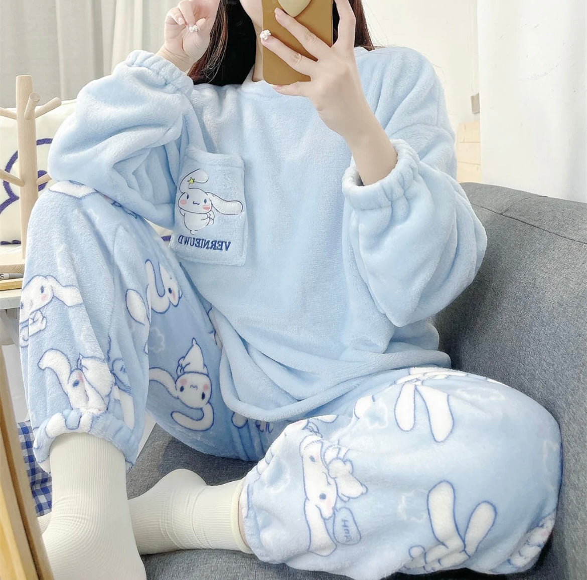 Kawaii Character Cinna Fluffy Pyjamas Pjs Set - Bouquet Blossoms Shop