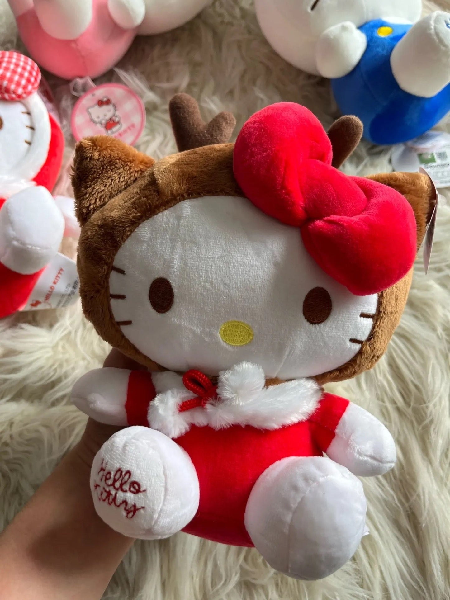 Kitty Kawaii Christmas Santa Reindeer Plushies - Bouquet Blossoms Shop