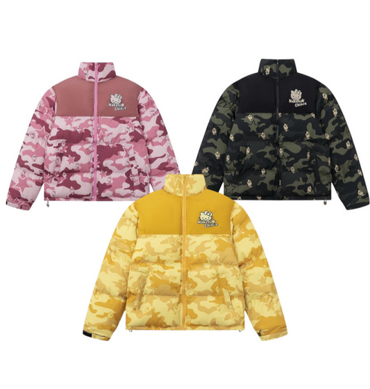 Kitty Kawaii Winter Puffer Camo Jacket Coat (Multiple Colours)