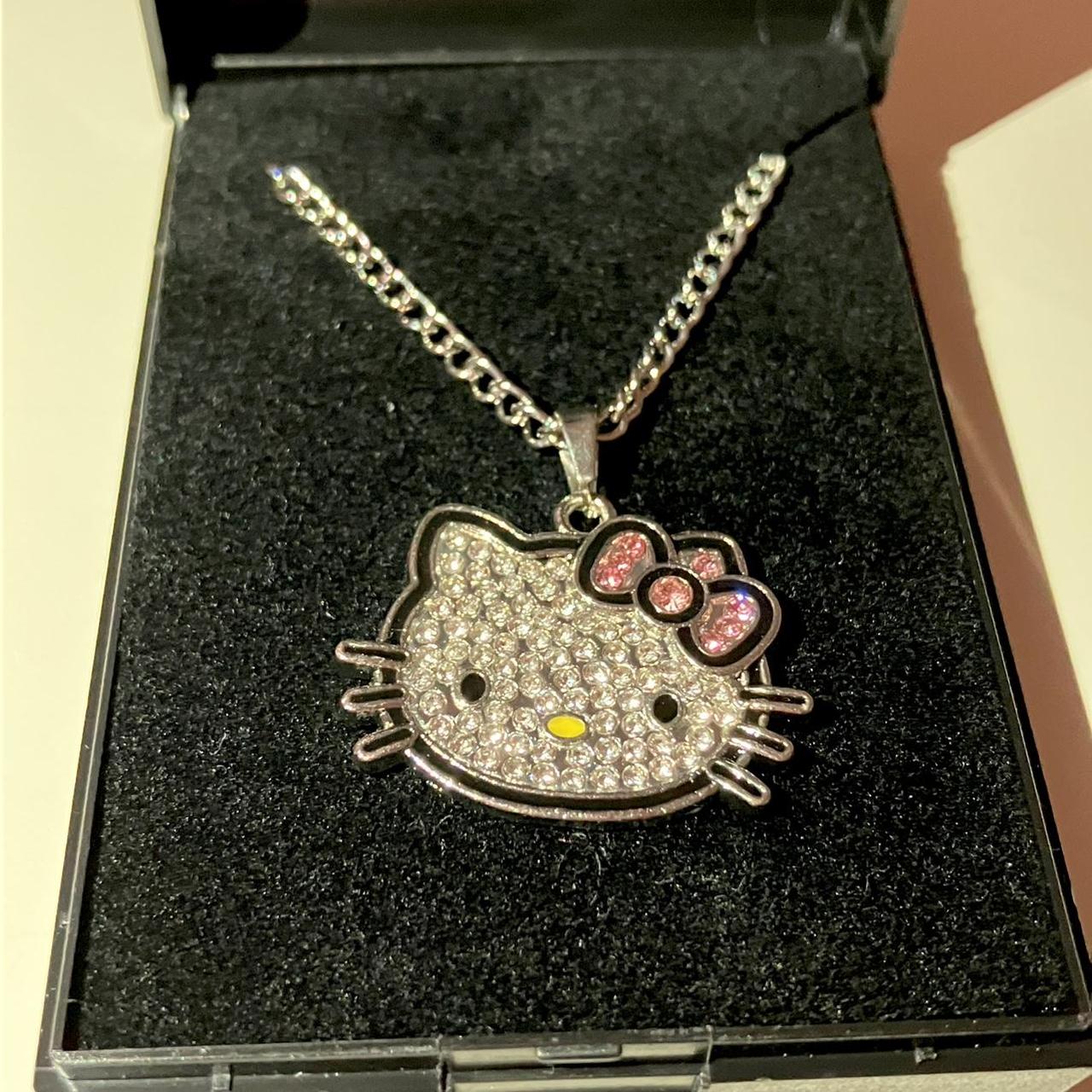 Kitty Kawaii Y2K Pink Bow Diamanté Necklace - Bouquet Blossoms Shop