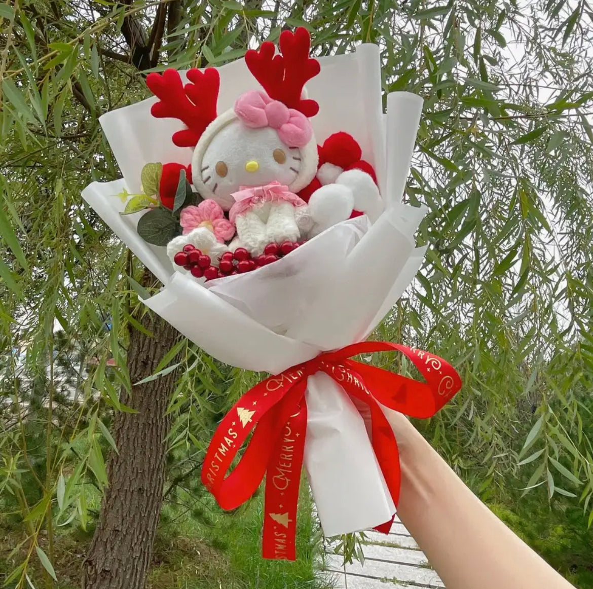 Kawaii Character Christmas Plush Bouquets (4 Styles) - Bouquet Blossoms Shop