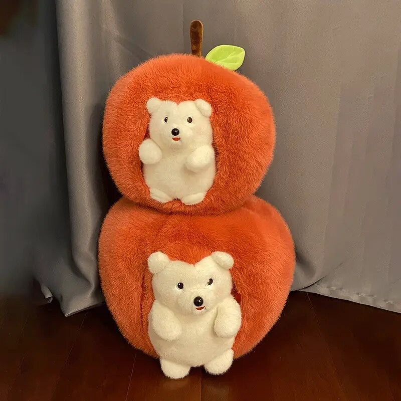 Hedgehog Peach Apple Fruit Plushie Toy - Bouquet Blossoms Shop