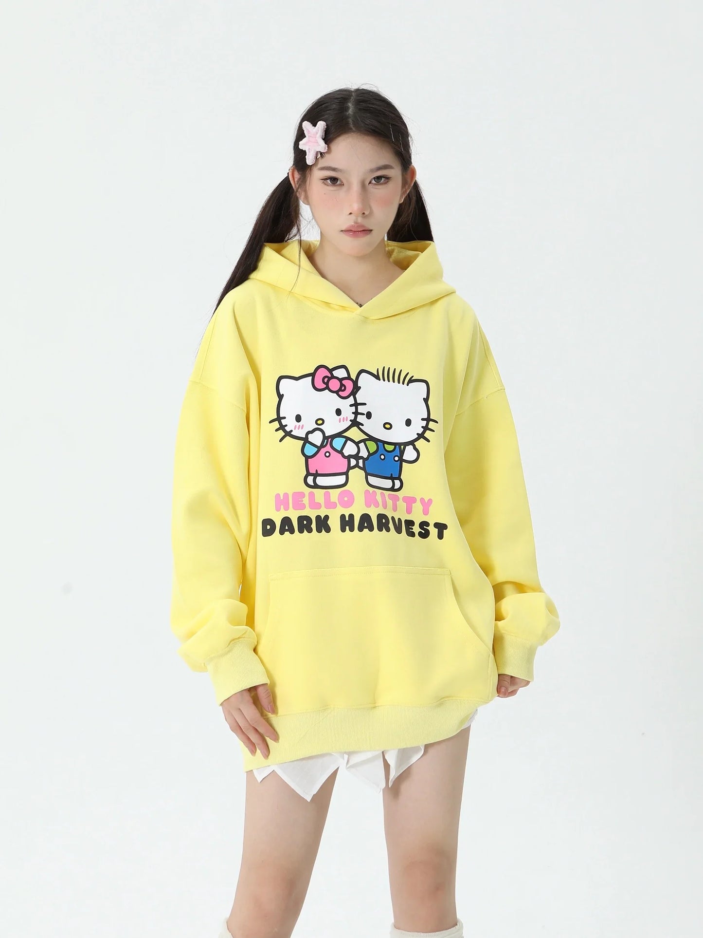 Kawaii Kitty and Daniel Oversized Hoodies (3 Colours) - Bouquet Blossoms Shop