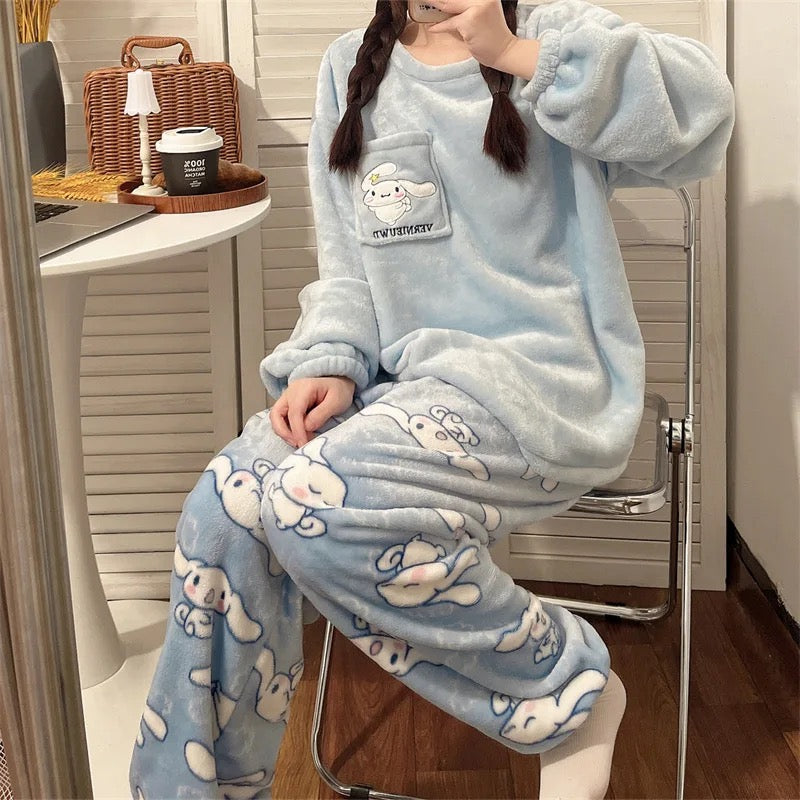 Kawaii Character Cinna Fluffy Pyjamas Pjs Set - Bouquet Blossoms Shop