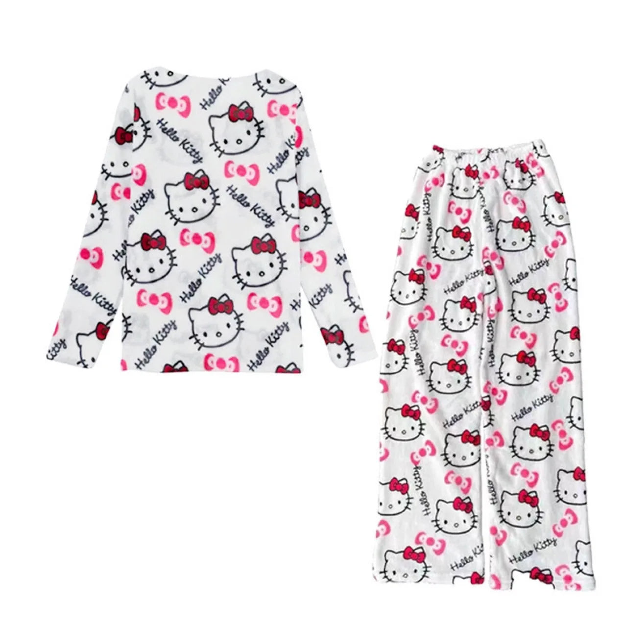 Kitty Kawaii Fleece Pjs Pyjamas Set