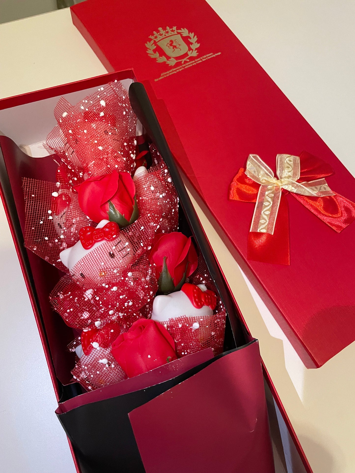 Kitty Kawaii Red Rose Christmas Valentines Bouquets - Bouquet Blossoms Shop