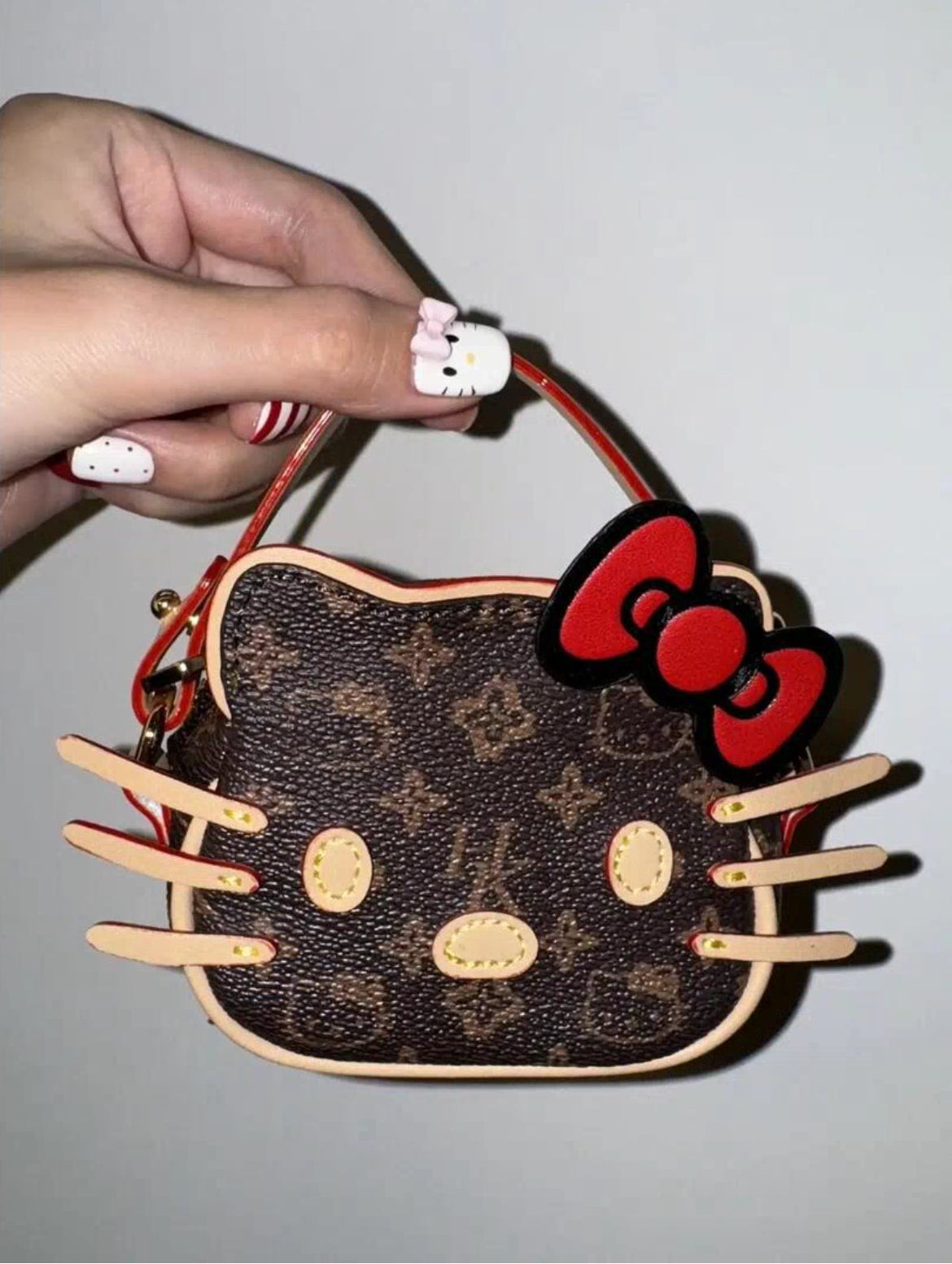 Kitty Kawaii Brown LV Designer Style Mini Purse - Bouquet Blossoms Shop