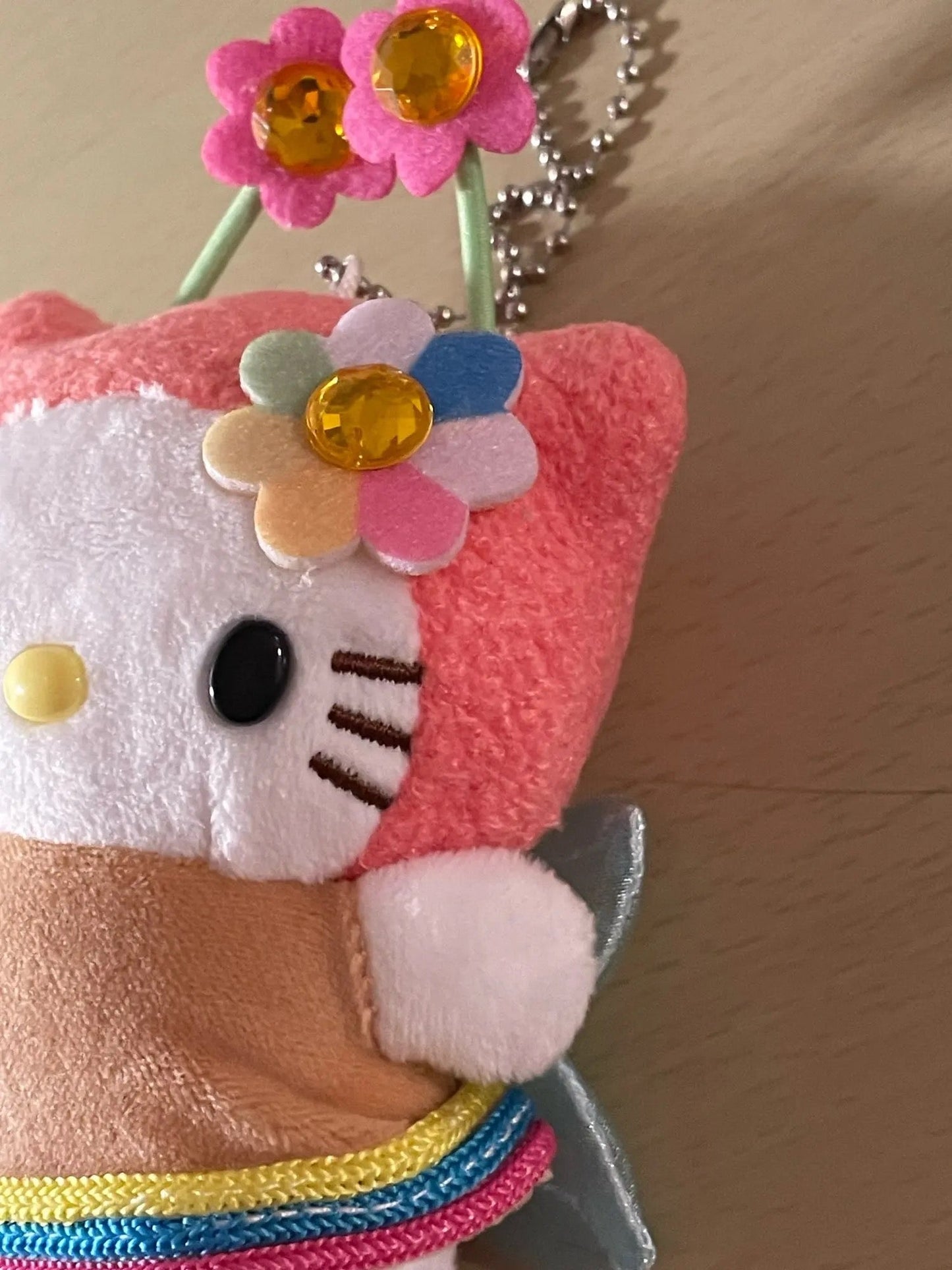 Kawaii Kitty Fairy Flower Mini Plushie Gemstone Keychain - Bouquet Blossoms Shop