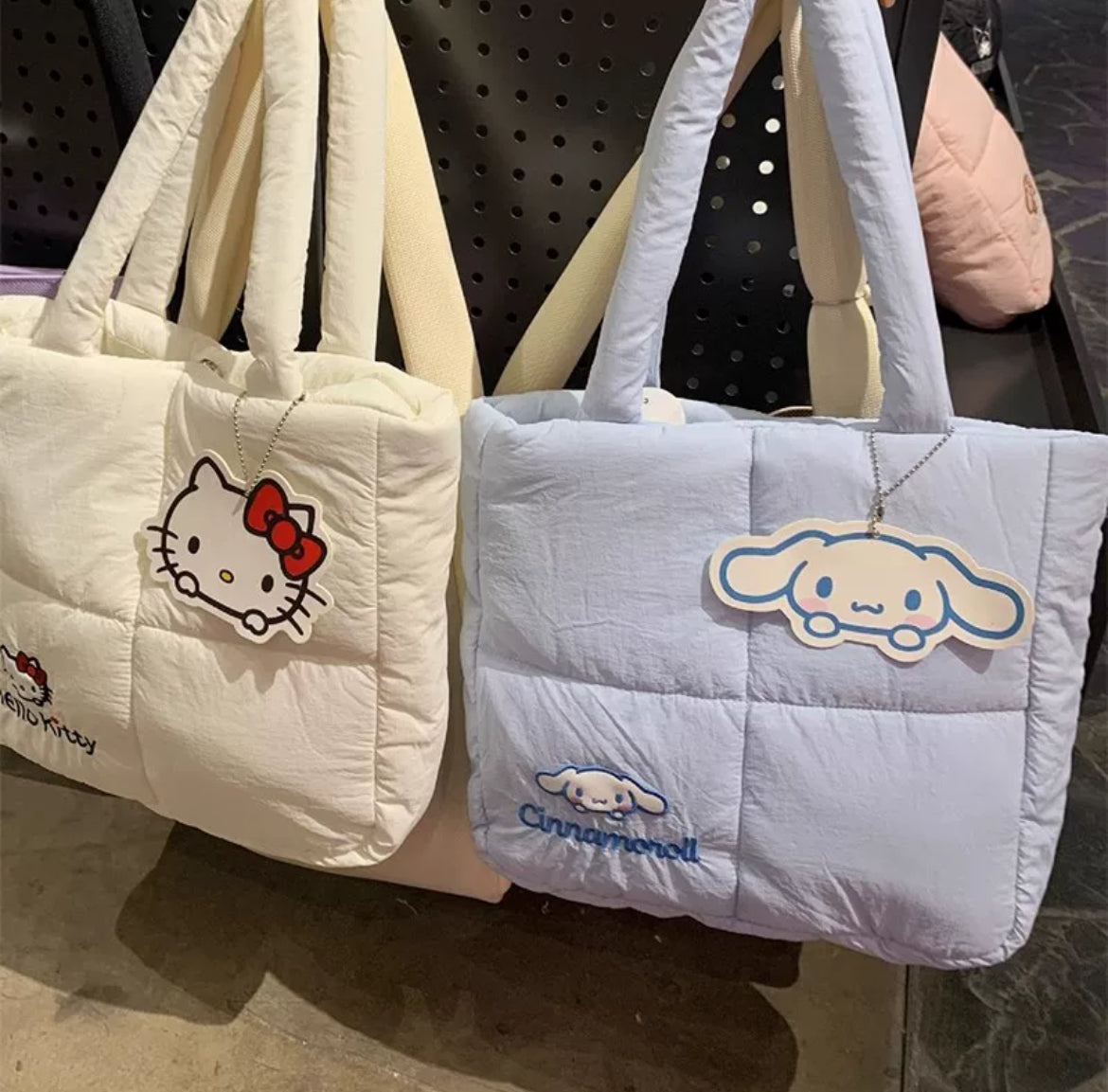 Kawaii Character Puffer Tote Bags - Bouquet Blossoms Shop