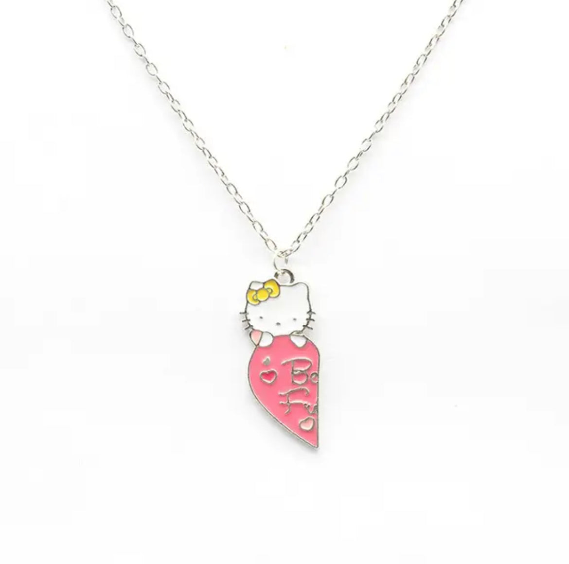 Kitty Kawaii Best Friend Bestie Heart Necklace - Bouquet Blossoms Shop