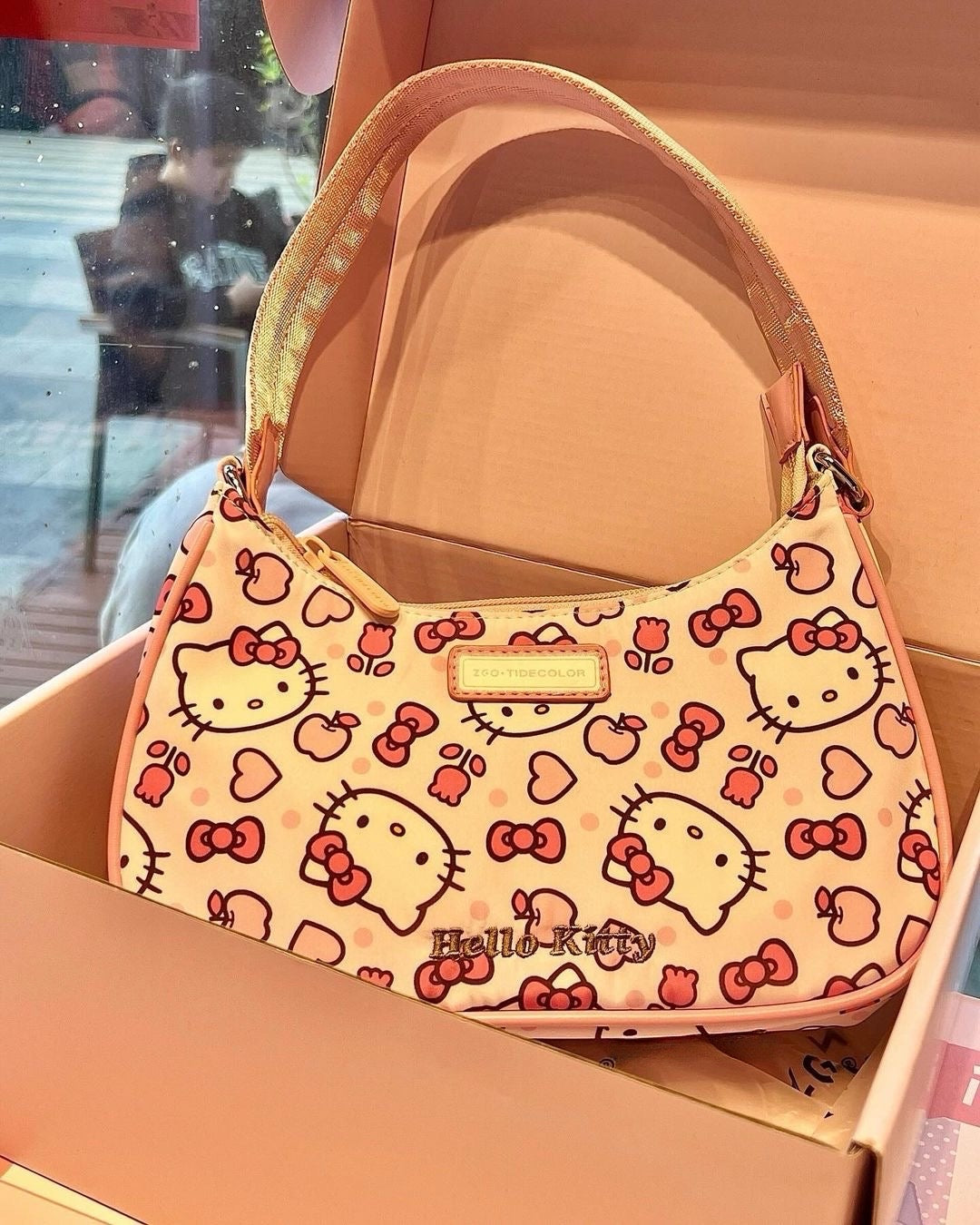 Kawaii Kitty Y2K Pink Heart Bow Roses Shoulder Hand Bag - Bouquet Blossoms Shop