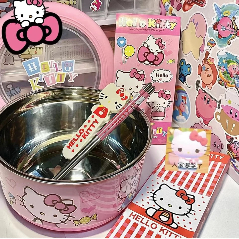 Kitty Kawaii Stainless Steel Noodle Ramen Bowl - Bouquet Blossoms Shop