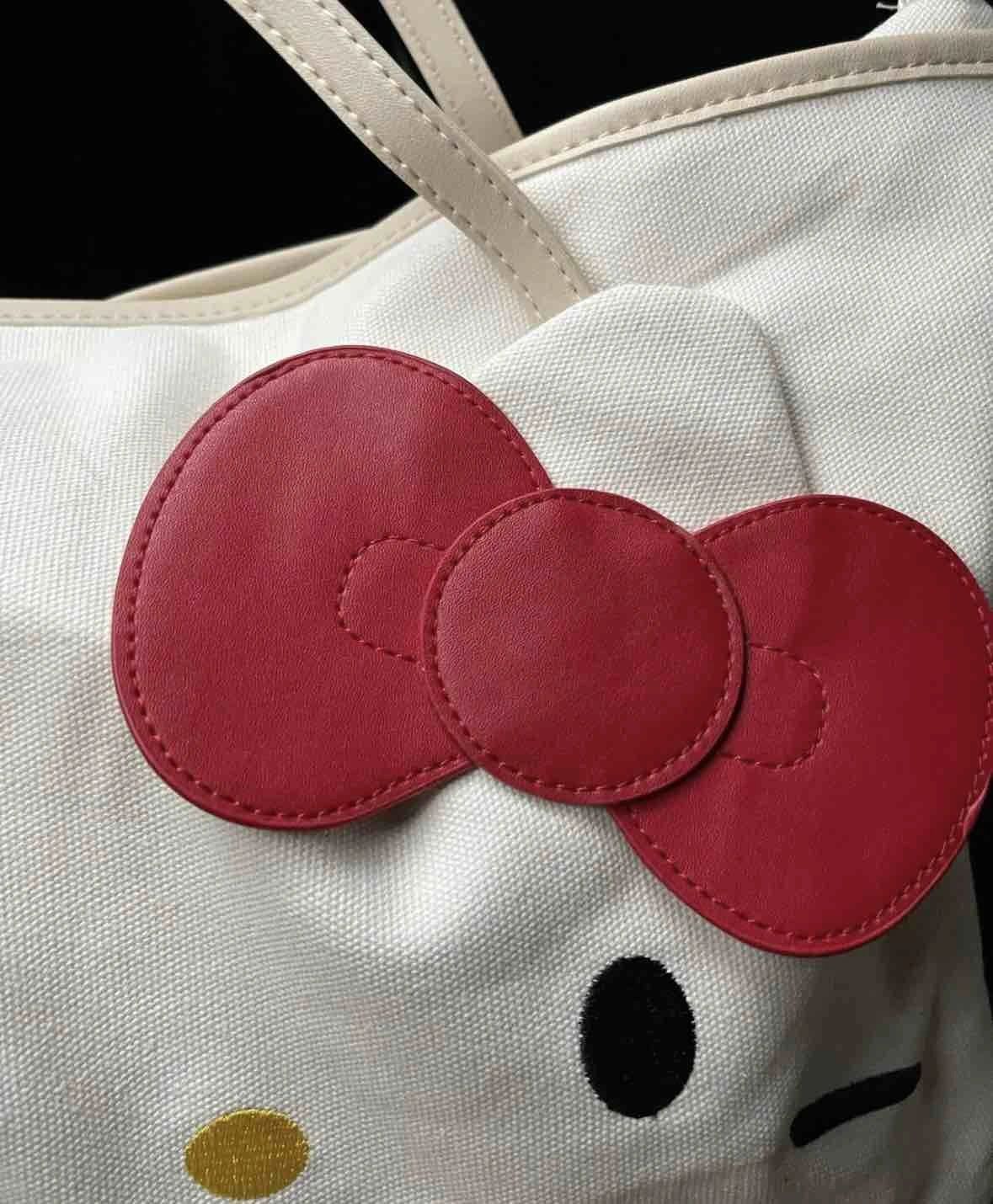 Kawaii Kitty Face Red Bow Tote Bag Style Hand Bag - Bouquet Blossoms Shop