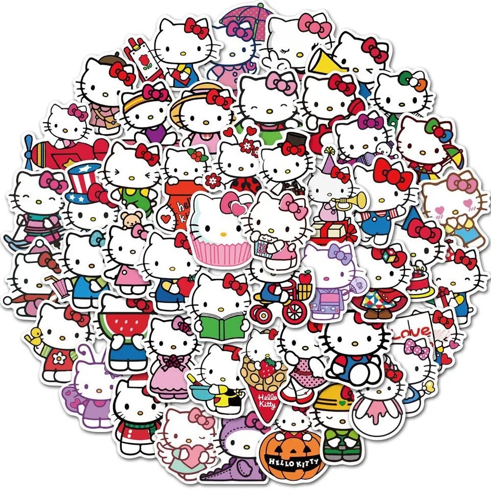 Kawaii Kitty Character Stickers 50pcs - Bouquet Blossoms Shop