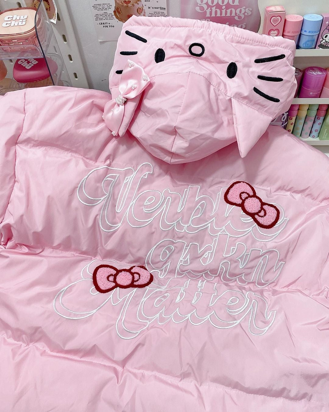 Kitty Kawaii Graphic Design Winter Puffer Coat Jacket (3 Colours)