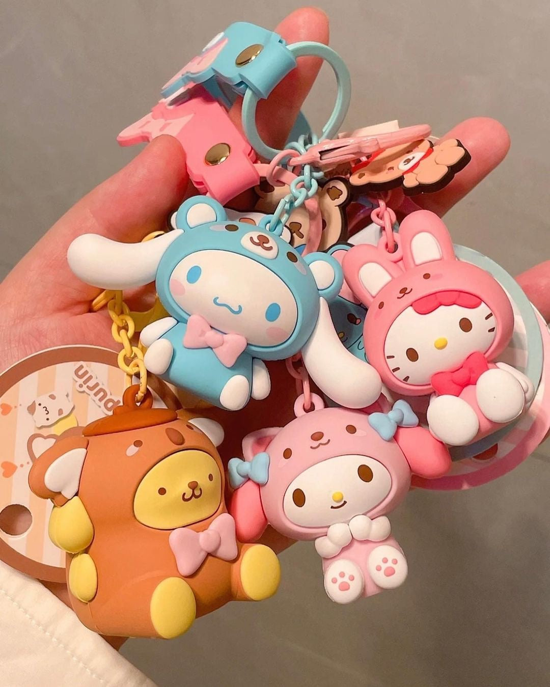 Kawaii Character Silicone Bear Bunny Keychains - Bouquet Blossoms Shop