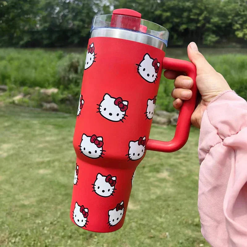 Kawaii Kitty Pink Stanley Cup Flask Pink & Red - Bouquet Blossoms Shop