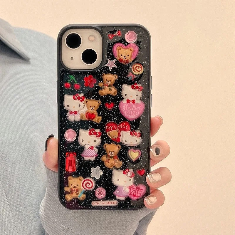 Coques de téléphone transparentes Kitty Kawaii Teddy Multicharm