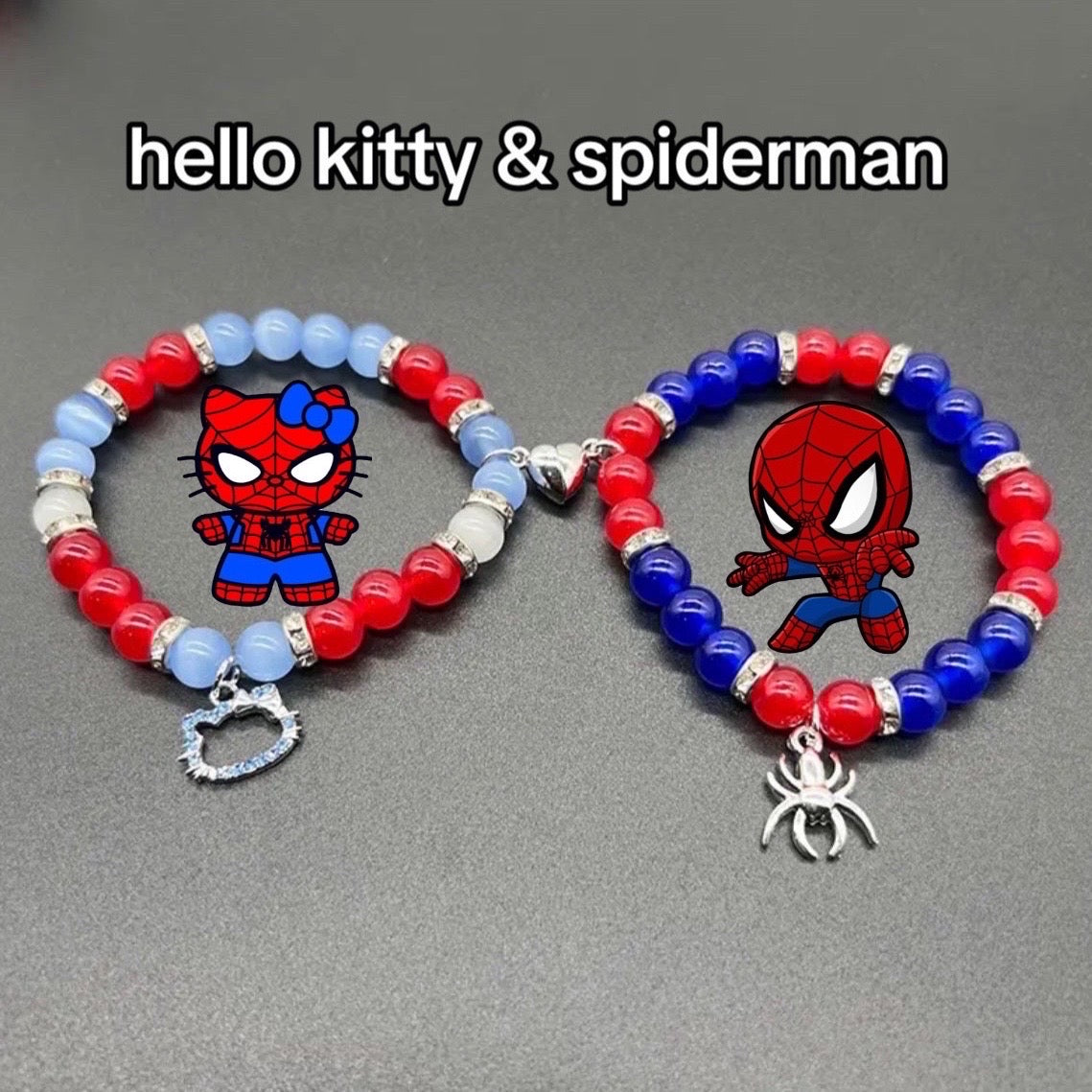 Kitty Kawaii & Bat Hero, Spider Hero, Dear Daniel Matching Adjustable Magnetic Bead Bracelets (8 Styles)