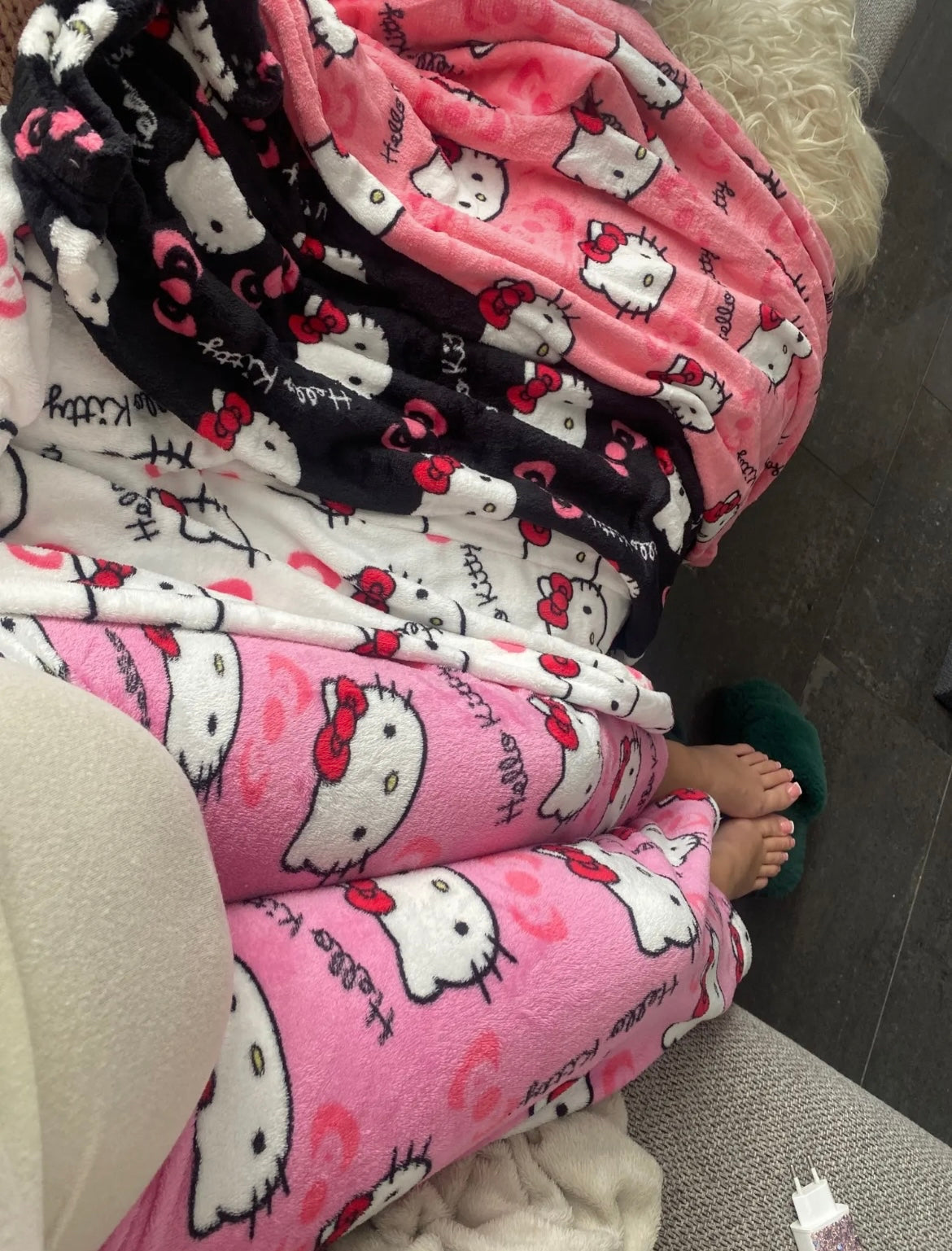 Kitty Kawaii Fleece Pjs Pyjamas (Normal, Christmas & Halloween Design) - Bouquet Blossoms Shop