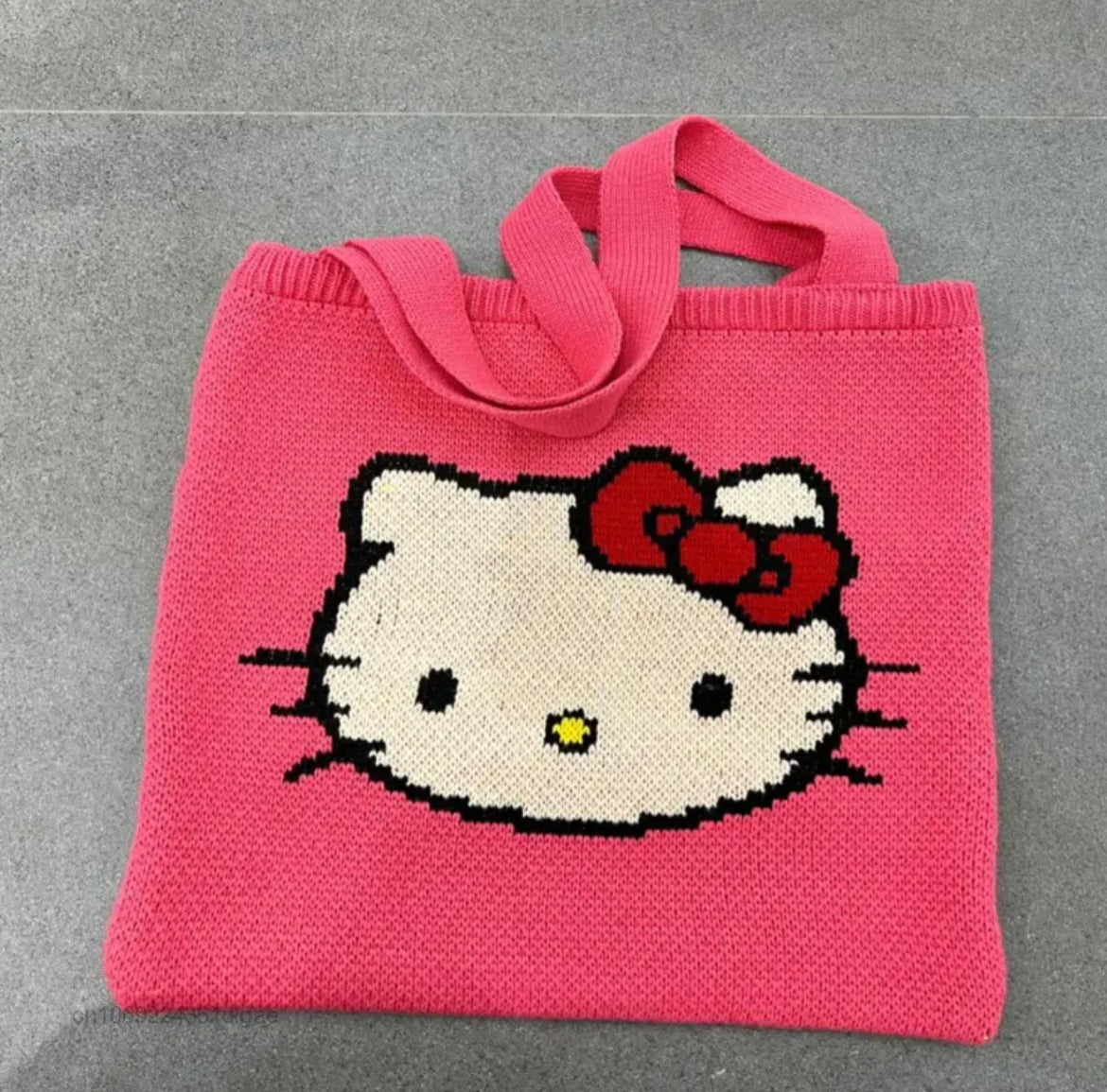 Kitty Kawaii Pink Crochet Tote Bag - Bouquet Blossoms Shop