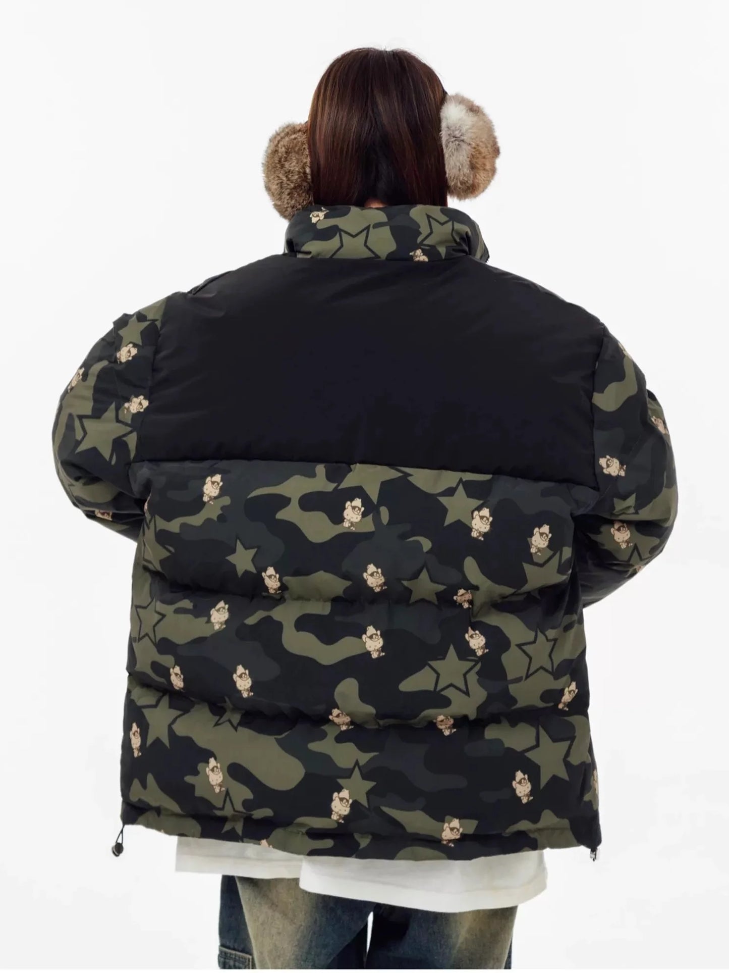 Kitty Kawaii Winter Puffer Camo Jacket Coat (Multiple Colours)